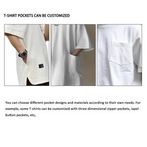 Custom White Oversized Cropped Heavy Weight Cropped Cotton T-<b>Shirt</b> 300 Gsm Double <b>Pocket</b> T <b>Shirts</b> for <b>Men</b> - Product Image 5