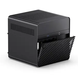 JONSBO N2 siyah alüminyum NAS şasi-ITX desteği, SFX PSU yuvası, bölümlenmiş tasarım, 5 + 1 HDD koyları, 12CM Fan