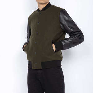 Chaqueta Universitaria de Invierno con Logotipo Personalizado, Mangas de Cuero, Cuello Redondo, Transpirable, Ecológica, Unisex, Estilo Béisbol, con Letras Frontales - Product Image 2