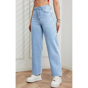 Modern Womens Vintage Ice Blue Baggy Wide Leg <b>Denim</b> Pants High Waist Plating <b>Soft</b> Stretch Eco Friendly Durable Trendy Casual - Product Image 3