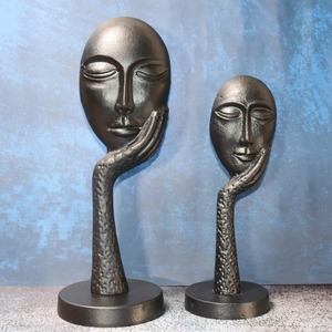 Visage argenté contemporain Sculpture d'art Accent de table décoratif pour la décoration intérieure Affichage de bureau Cadeau de mariage Pièce maîtresse - Product Image 1