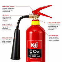 Extincteur CO2 KHi, tuyau portable rouge, équipement de lutte contre l'incendie, acier, certifié ISO 9001, garantie de 12 mois, classe d'incendie 34B
