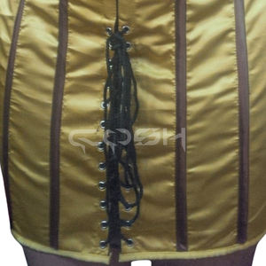 Robe Corset Dorée en Satin Sur Mesure avec Baleines Marron, Bustier Sans Bretelles, Tenue Corset Moulante Tendance pour Femme - Product Image 4