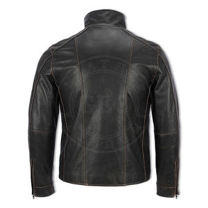 Manteaux de motards avec logo personnalisé OEM en cuir véritable pour hommes - Product Image 4