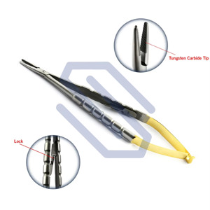 Castroviejo-Soporte de aguja de 14cm TC para microcirugía, sujeción de sutura, Forceps de bloqueo de acero inoxidable - Product Image 1