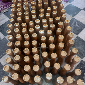 Portavelas de madera tallado a mano en bloque de madera | Arte del patrimonio | Paquete de 1 para artículo de decoración del hogar de Diwali - Product Image 1