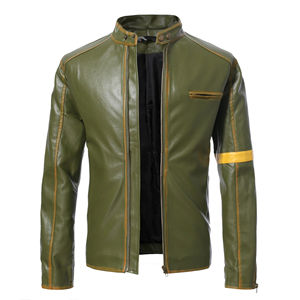 Veste en cuir pour hommes avec logo personnalisé de haute qualité avec broderie décoration vêtements de mode - Product Image 5