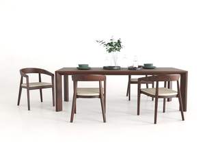 Fauteuil de salle à manger moderne Davinc en teck massif avec sièges rembourrés, finition naturelle, pour salon - Product Image 6