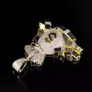 Hip Hop Charm Pendant Iced Street Fashion Design <b>Moissanite</b> Jesus Cross Brilliant Cut Rhodium Plated Gold Men's Fine <b>Jewelry</b> - Product Image 2