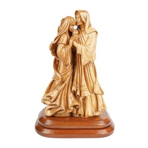 Sculpture de la Sainte Famille en bois d'olivier sculptée à la main, 35 cm, figurine religieuse chrétienne, fabriquée à la main à Bethléem - Product Image 1