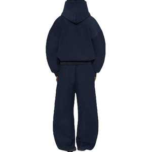 Venta al por mayor de gran tamaño de peso pesado logotipo personalizado de algodón francés Terry Zip Up Sudadera con capucha pantalones de chándal recortado Boxy Drop Shoulder chándales - Product Image 6