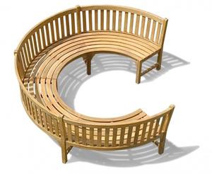 Banc de jardin extérieur en teck personnalisé, 3/4 circulaire, courbé, minimaliste, moderne, durable, résistant à l'eau, pour parc, patio, restaurant, complexe hôtelier - Product Image 1