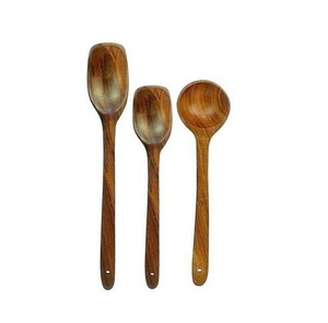 Eco-friendly 3 pcs Soft Grip Non-toxic Natural Teak <b>Wooden</b> <b>Spatula</b> Spoons Set For Cooking Non-Stick Pan Utensils Tools - Product Image 1