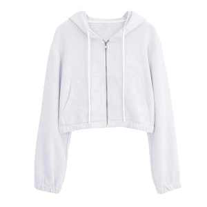 Sudaderas con capucha de gran tamaño con cremallera para mujer, Top informal de corto y manga larga con cuello redondo talla grande, logotipo frontal con hombros caídos, Invierno - Product Image 3