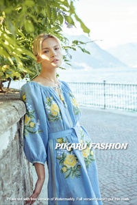 Vestido de cóctel para mujer, bordado floral, manga larga, diseño explosivo, ukraniano - Product Image 2