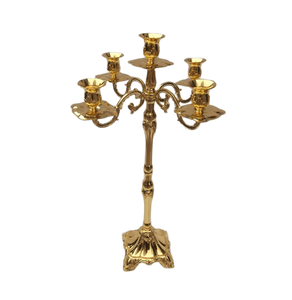 Candélabre à six bras en laiton, classique, artisanal, doré, pour une décoration intérieure raffinée et luxueuse - Product Image 4