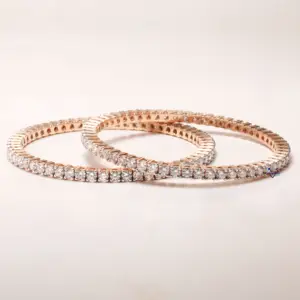 Step into sophistication with admirable bangles crafted with 14 kt yellow gold moissanite diamonds a must have jewelry for women