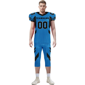 Conjuntos de uniformes de fútbol americano hechos de poliéster Ropa deportiva de color azul Kits de uniformes de fútbol americano con diseño y tamaño personalizados - Product Image 3