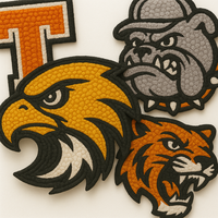 Patchs en feutre chenille non tissé 3D brodés sur mesure |   Badges style Letterman en peluche à coudre pour chapeaux, vêtements d'équipe et uniformes