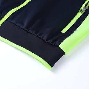 Ensemble de survêtement de sport pour homme bleu marine avec des accents vert fluo, veste zippée et pantalon de jogging, vêtements d'entraînement athlétique - Product Image 6