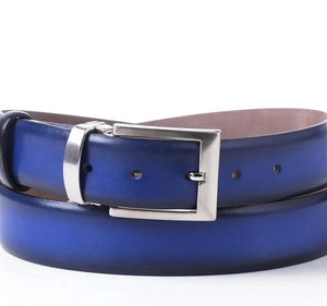 Hecho a mano italiano GLVB0013 nueva moda cinturón de cuero de vaca genuino con hebilla de acero Galvaine Material de aleación de longitud personalizada - Product Image 1