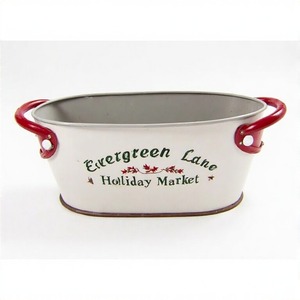 Maceta hueca Frostlight diseñada para porches y jardines navideños con decoración de pino y textura de metal vintage - Product Image 2