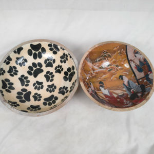 Eco-Friendly Premium Mango Wood <b>Enameled</b> Printed <b>Bowls</b> Decorative Dough Dinner <b>Bowls</b> from India for sale in bulk - Product Image 1