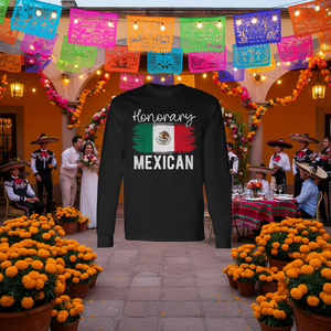 T-shirt a maniche lunghe retrò onorifica per matrimoni messicani e cerimonie messicane - Abbigliamento promozionale premium - Product Image 3