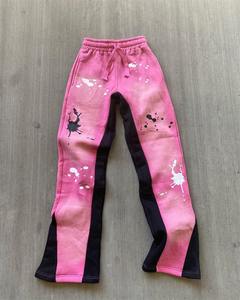 Pantalones de chándal con logotipo personalizado, pantalones de chándal de algodón con lavado ácido, pantalones holgados de felpa francesa apilados, pantalones acampanados para hombre - Product Image 3