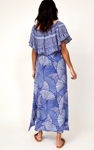 Poncho largo con estampado digital para mujer, vestido glamuroso con hombros descubiertos, estilo occidental, ropa de resort de verano, precio bajo, ocasión de playa tejida - Product Image 6