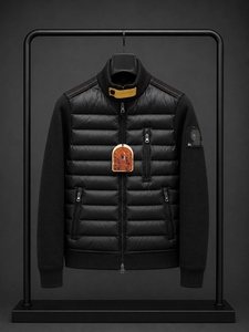 Blouson matelassé hybride de luxe pour homme, d'hiver, style bomber, thermique, à quart de zip, décontracté, imperméable, pour l'extérieur, avec devant non-tissé - Product Image 2