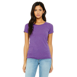 Camiseta de manga corta de Triblend para mujer, camiseta 50% poliéster 25% Airlume peinado y anillo de algodón 25% rayón 40 individual 3,8 oz púrpura - Product Image 1