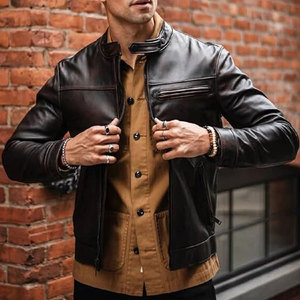 Veste de motard pour homme de style vintage avec un design ajusté pour la conduite à moto et les vestes de mode urbaine - Product Image 2
