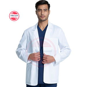 เสื้อกาวน์ห้องแล็บทางการแพทย์ผ้าโพลีเอสเตอร์สำหรับผู้ชายหมอ | โรงพยาบาลคลินิกเสื้อห้องแล็บสำหรับผู้ชายหมอพยาบาลโลโก้ที่กำหนดเอง - Product Image 1