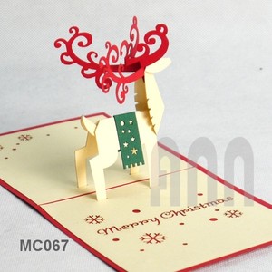 Cartes de vœux personnalisées de Noël en origami renne 3D en papier découpé au laser Merci avec impression offset pour le jour de Noël - Product Image 4