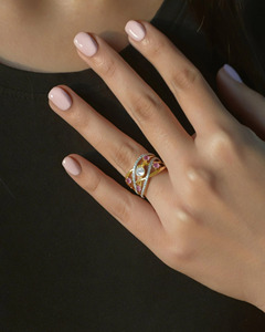 Exquisito Anillo de Oro de 9K con Diamantes Naturales Polki para Mujer, Joyería de Diseño para Novia, Anillo de Dedo Étnico Indio - Product Image 4