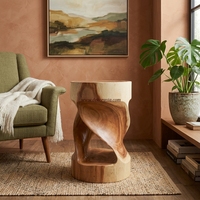 Tabouret en bois de suar artisanal de qualité supérieure, avec une forme unique, pour le salon, meubles en bois