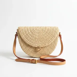 Bolso cruzado tejido de NoStraw, color sólido, estilo bohemio, cierre con cierres de presión, uso diario - Product Image 1