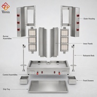 Mesin Panggang Shawarma Gas Dua Tungku Komersial Timur Tengah 12.7KW Baja Anti Karat untuk Restoran
