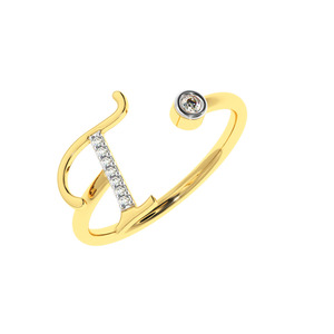 Personalizable 14K/18K Oro inicial anillo personalizado T letra diamante anillo delicado inicial nombre anillo regalo para mujeres - Product Image 1