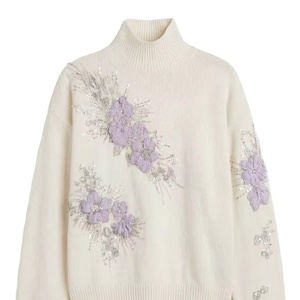 Pull pour femme en tricot respirant à manches longues, col rond, couleur unie, style coréen, nouvelle collection automne/hiver, broderie 3D - Product Image 3
