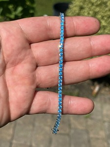 Pulsera de Tenis de Diamantes de Moissanita Aguamarina de 3 mm de Primera Clase con Plata de Ley 925, Joyería Fina Minimalista para Mujer a Bajo Precio - Product Image 3