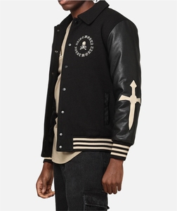 Men's Varsity Jacket Stand Vintage Winter Clothes Custom Embroidered Logo Polyester Baseball Bomber Jacket Foe Men - Product Image 4