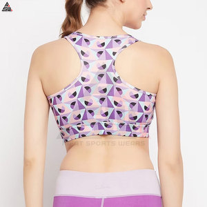 Soutien-gorge de sport de yoga respirant et écologique en gros avec logo frontal, couleurs et tailles personnalisables, maintien moyen pour femmes - Product Image 2