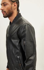 Veste sur mesure pour hommes en peau de mouton noir de haute qualité Nouveau col côtelé à la mode Stand Winter Season Breathable Leather - Product Image 4