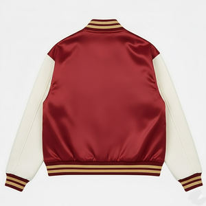 Factory Manufacturing Low MOQ <b>Cheap</b> Price Embroidery Custom Logo Double Sided <b>Waterproof</b> Satin Varsity <b>Jackets</b> for <b>Men</b> - Product Image 2