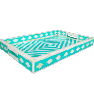 Bandeja con incrustaciones de huesos para ocasiones navideñas con patrones de diseño floral Bandeja para servir con incrustaciones de huesos - Product Image 1