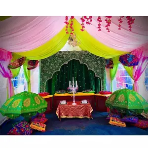 Matrimonio musulmano sfondo Mehraab ricamato Mehndi Stage sfondo ad arco ricamato pesante sfondo di nozze in stile arco di alta qualità