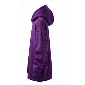 Sweat à capuche doux en molleton 100 % coton avec strass, design élégant, respirant, pour un look décontracté et urbain en hiver - Product Image 3