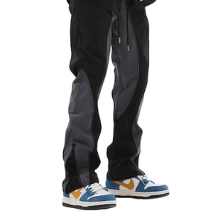 Custom Polyester/Cotton Bonded Fabric Flare Cargo Trousers Men's Mid Waist Drawstring Closure Jogger Sweatpants Breathable - Product Image 2